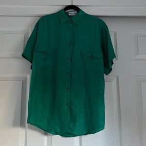 Vintage silk Mist  Pure Silk Button Down Short Vey Lightweight Shirt Size M